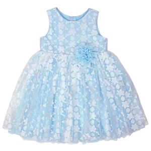 Popatu Girls Blue Sleeveless Floral Dress NWT